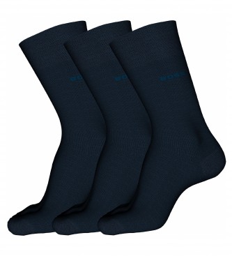 BOSS Pakke med 3 par marinebl sokker