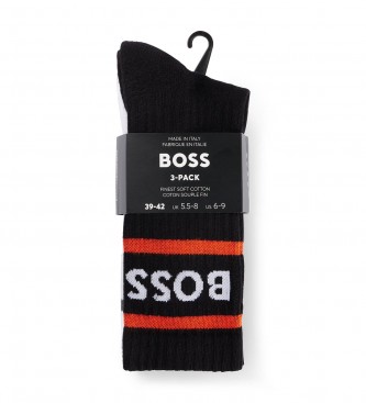 BOSS Confezione 3 paia di calzini a righe bianco, nero