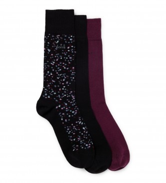 BOSS Pakke med 3 par sorte gavestr