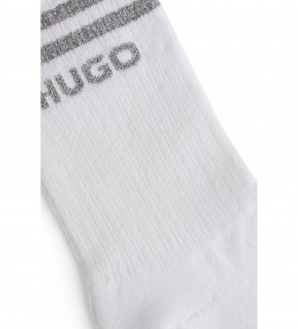HUGO Pack 3 Pares de Calcetines Rib Logo blanco