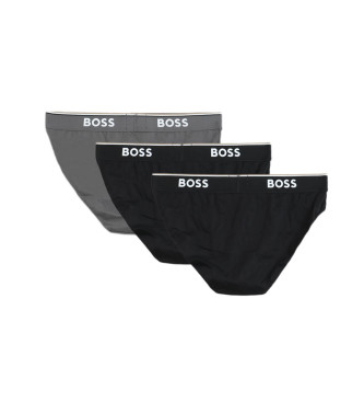 BOSS Paquet de 3 slips  logo avec ceinture gris, noir