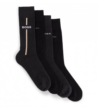 BOSS Lot de 4 paires de chaussettes Gift Iconic gris, noir