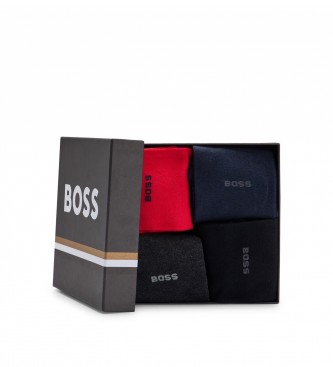 BOSS Confezione da 4 paia di GiftSet Uni Calzini rosso, blu scuro, nero