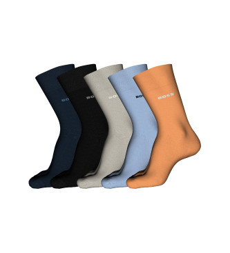 BOSS Conjunto de 5 pares de meias de comprimento mdio multicoloridas