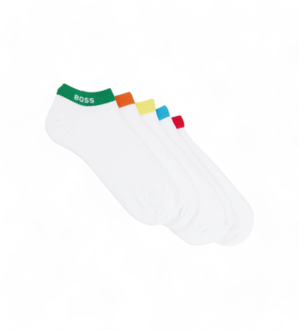 BOSS Lot de 5 paires de chaussettes blanches arc-en-ciel