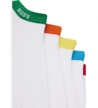 BOSS Lot de 5 paires de chaussettes blanches arc-en-ciel