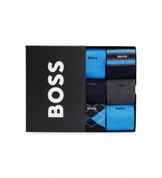BOSS Pack 6 Pares de Calcetines Mezcla azul