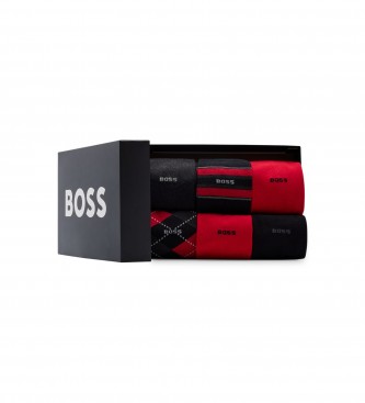 BOSS Pack 6 Pares de Calcetines Mezcla rojo, negro