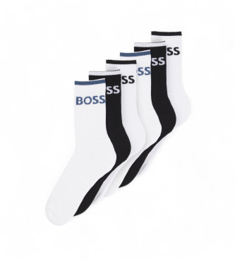 BOSS Pack de 6 pares de meias de riscas brancas, pretas