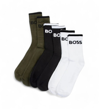 BOSS Lot de 6 paires de chaussettes  rayures vertes, blanches et noires