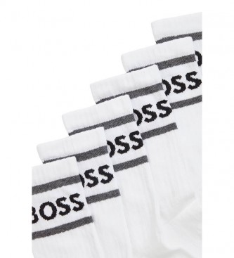 BOSS Confezione da 3 calzini bianchi Rib Stripe CC