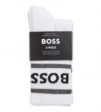 BOSS Confezione da 3 calzini bianchi Rib Stripe CC