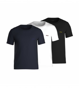 BOSS Lot de 3 T-shirts bleu, blanc, noir