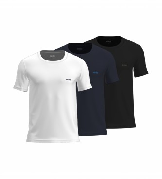 BOSS Lot de 3 t-shirts de base marine, noir, blanc