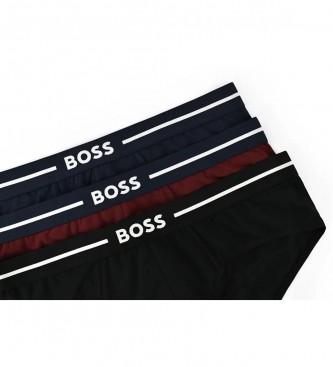 BOSS Paquet de 3 slips noirs, bordeaux et bleu marine