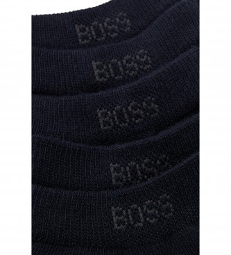 BOSS Confezione da 5 calzini alla caviglia blu navy