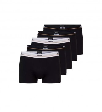BOSS Pack of 5 black elastic boxer shorts