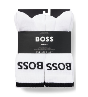 BOSS Sechserpack weie Socken aus gerippter Baumwolle