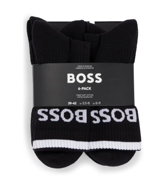BOSS Confezione da sei calzini neri in cotone a coste