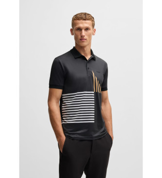 BOSS Polo Paddy Gestreift schwarz