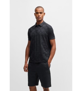 BOSS Polo Paddy dal taglio rilassato in cotone mercerizzato trapuntato blu navy