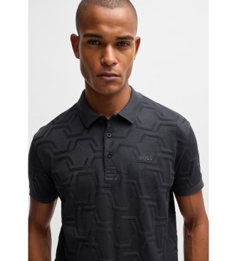 BOSS Polo Paddy dal taglio rilassato in cotone mercerizzato trapuntato blu navy