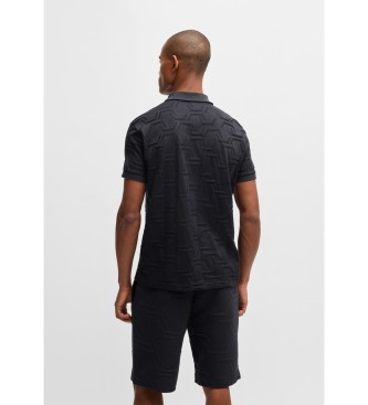 BOSS Polo Paddy dal taglio rilassato in cotone mercerizzato trapuntato blu navy