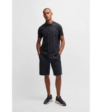 BOSS Polo Paddy dal taglio rilassato in cotone mercerizzato trapuntato blu navy