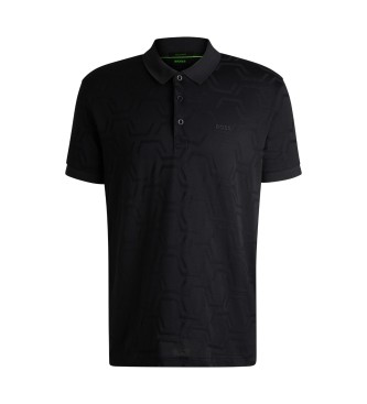 BOSS Polo Paddy dal taglio rilassato in cotone mercerizzato trapuntato blu navy