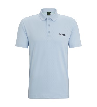 BOSS Polo Logo Kontrast blau