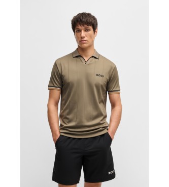 BOSS Polo attiva in tessuto multielastico marrone