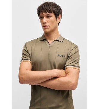 BOSS Polo attiva in tessuto multielastico marrone