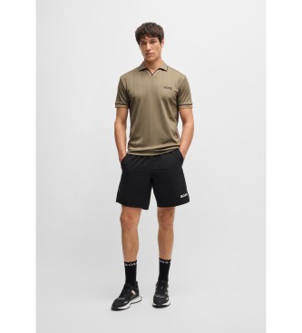 BOSS Polo attiva in tessuto multielastico marrone