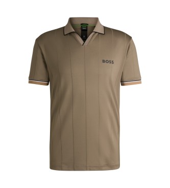 BOSS Polo attiva in tessuto multielastico marrone