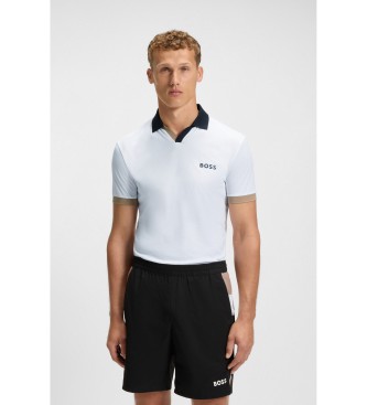 BOSS Polo ajust en ripstop blanc  
