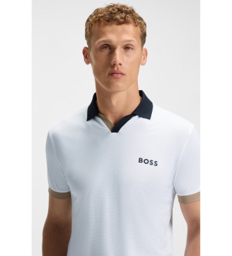 BOSS Polo ajust en ripstop blanc  