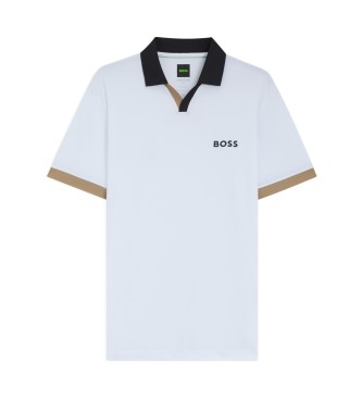 BOSS Polo ajust en ripstop blanc  