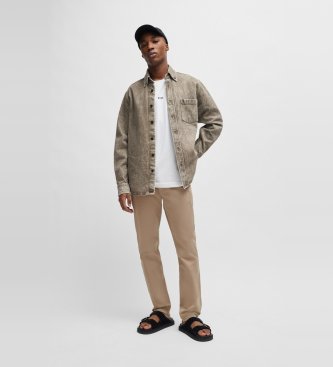 BOSS Calça chino slim marrom claro
