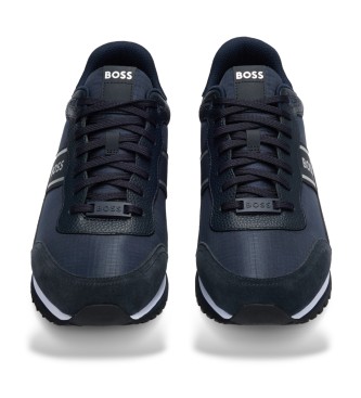 BOSS Parkour Runner Leder Turnschuhe navy