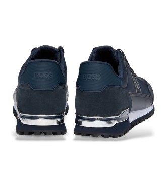 BOSS Parkour Runner leather trainers navy