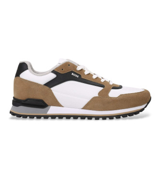 BOSS Parkour lder sneakers vit