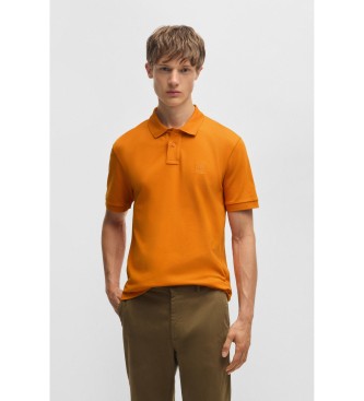 BOSS Polo arancione slim fit in cotone elasticizzato