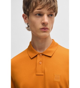 BOSS Polo arancione slim fit in cotone elasticizzato