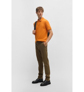 BOSS Polo arancione slim fit in cotone elasticizzato