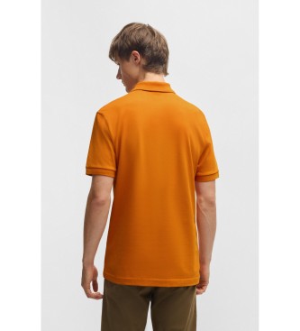BOSS Polo arancione slim fit in cotone elasticizzato
