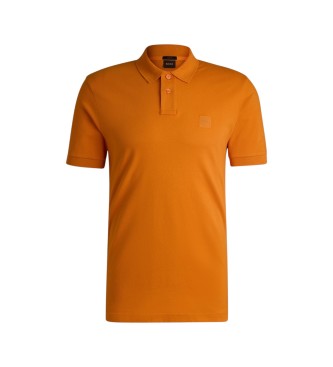 BOSS Polo arancione slim fit in cotone elasticizzato