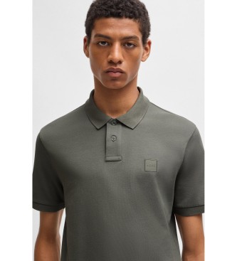 BOSS Polo verde in cotone elasticizzato, vestibilit� slim.