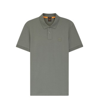 BOSS Polo verde in cotone elasticizzato, vestibilit� slim.