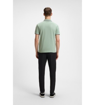 BOSS Polo slim fit en coton stretch avec dtails de la marque en vert