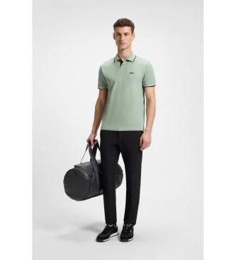 BOSS Polo slim fit en coton stretch avec dtails de la marque en vert